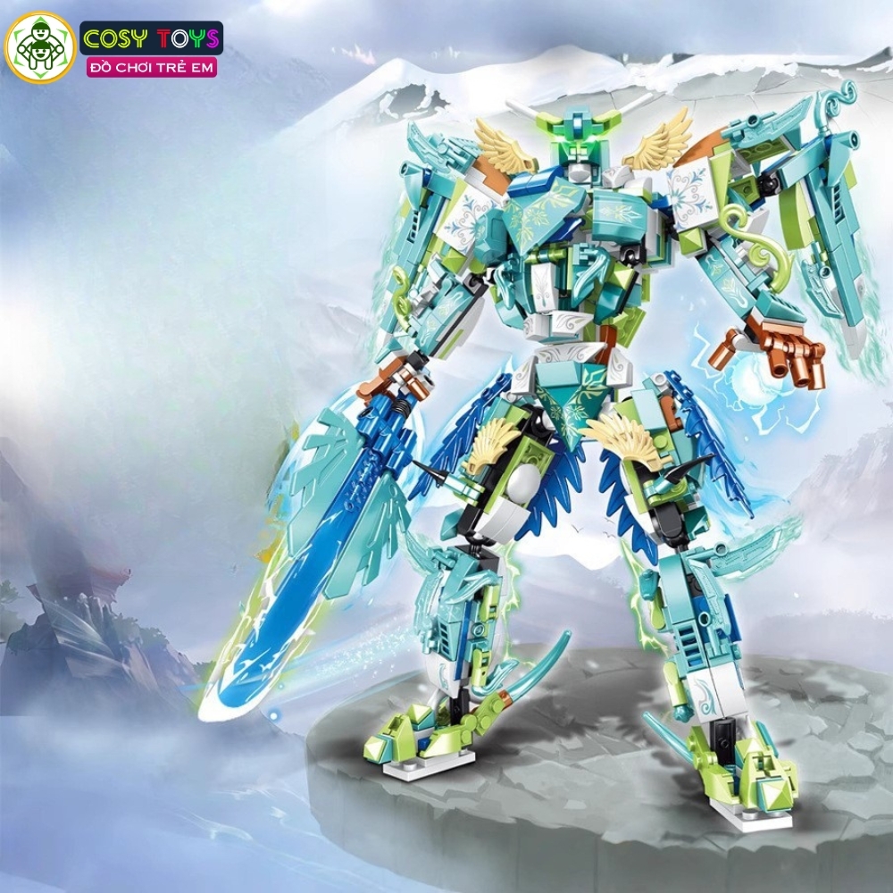 Đồ chơi xếp hình lắp ghép phượng hoàng biến hình người máy 2 trong 1 với 629 - 603 - 596 chi tiết cho bé