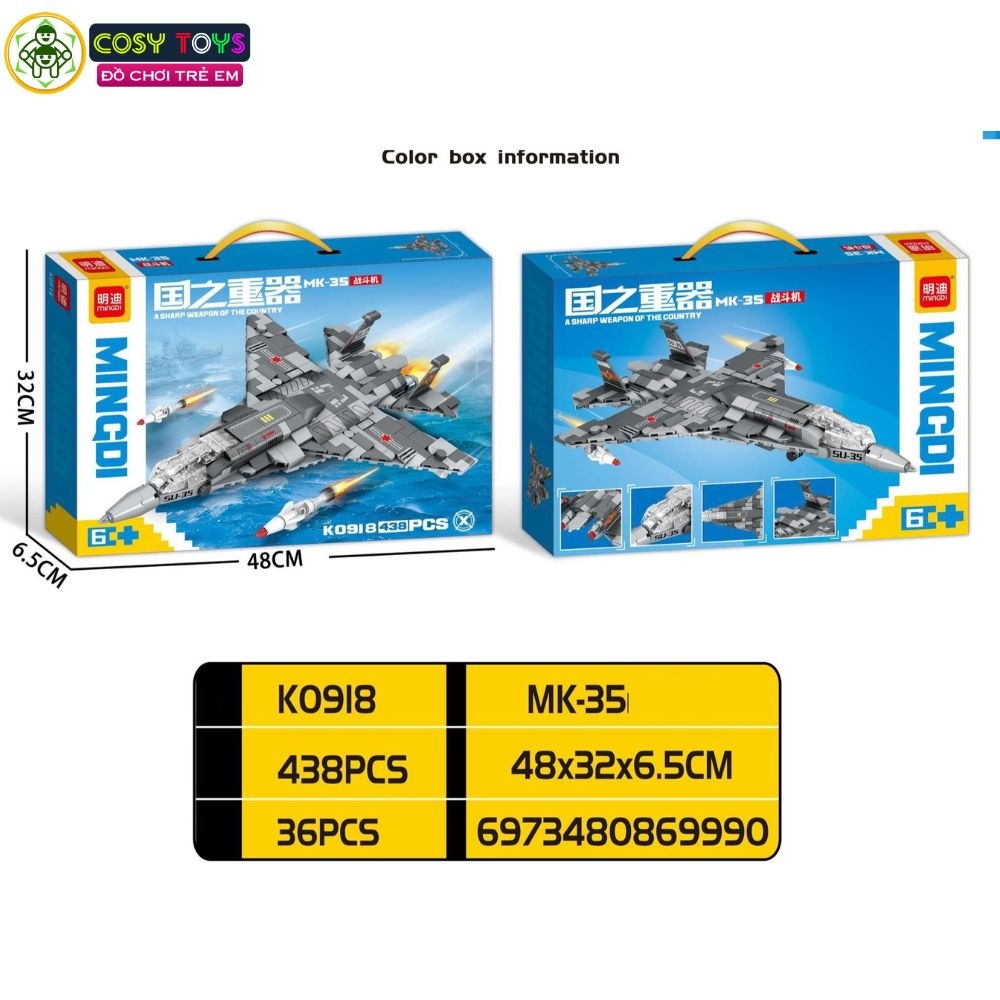 Đồ chơi lắp ghép xếp hình các loại máy bay tiêm kích, vận tải phản lực đủ mẫu với 428-438-421 mảnh ghép