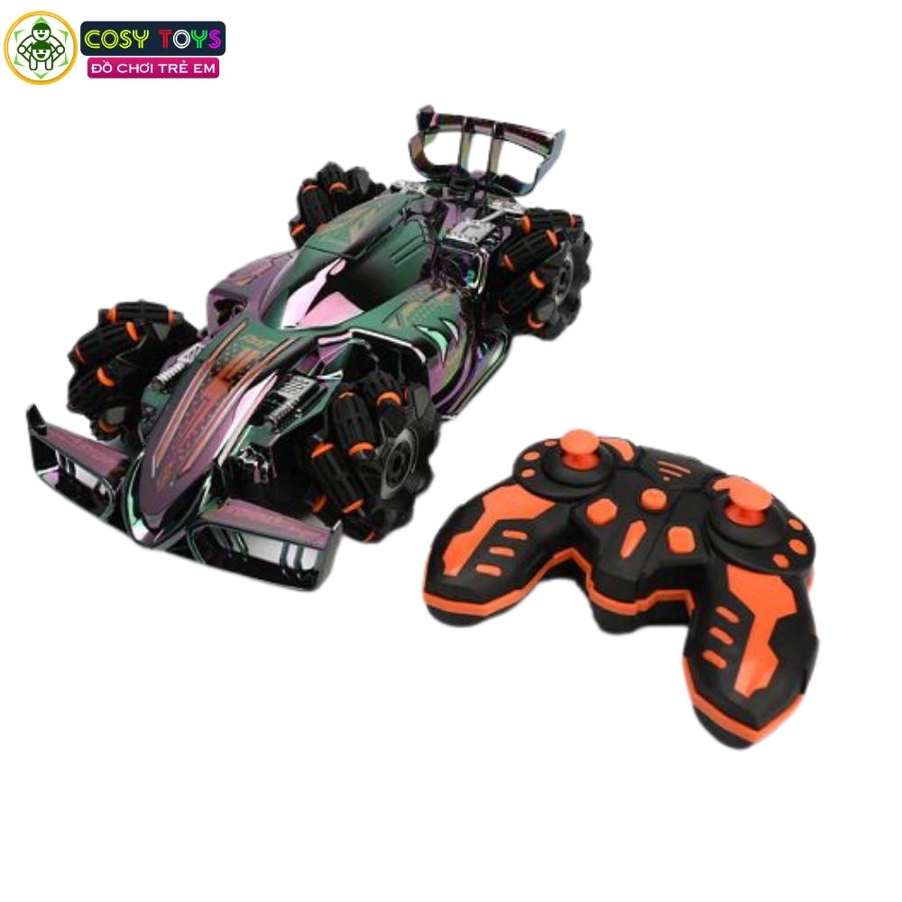 Đồ chơi xe thể thao bánh xoắn stunt spray điều khiển từ xa có phun khói và điều khiển cử chỉ tay cho bé
