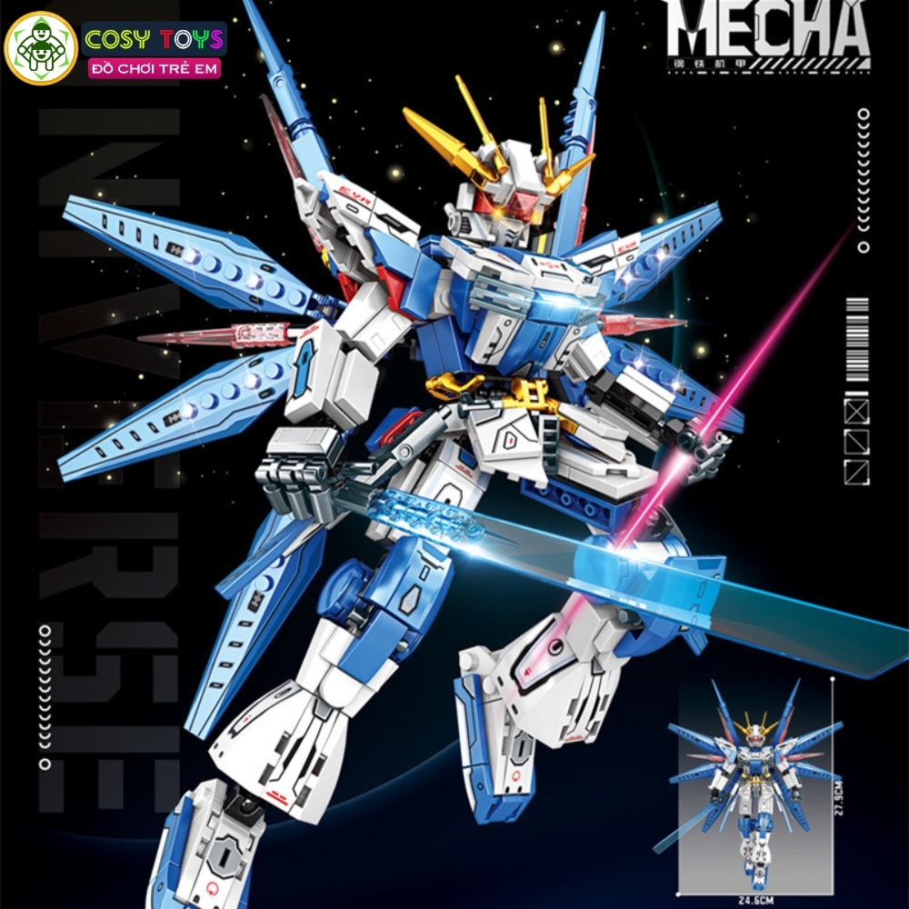Đồ chơi lắp ghép xếp hình robot Mecha Warior và Universe kèm đôi cánh và kiếm laser với hơn 853 - 459 -574 chi tiết cho bé