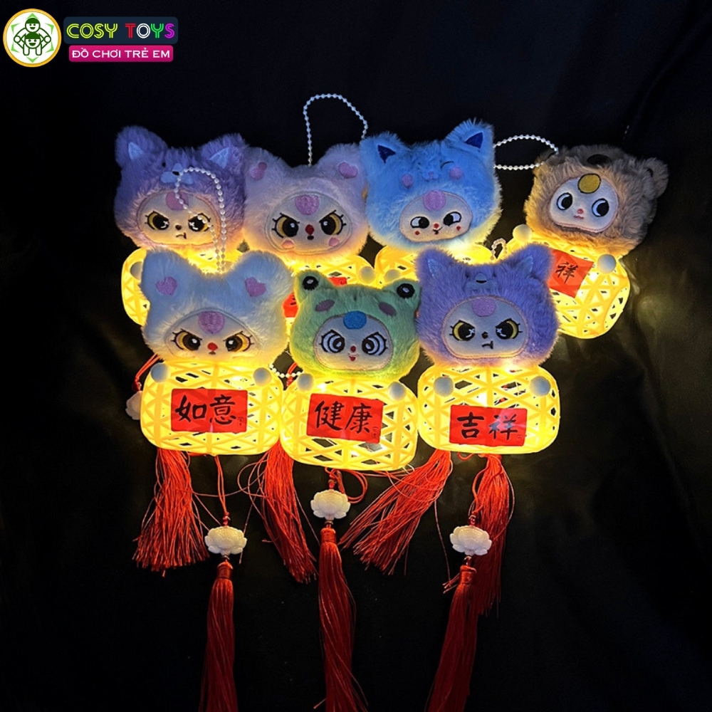 Đồ chơi lồng đèn trung thu nhân vật hoạt hình babythree có đèn và tay cầm nhiều màu sắc cho bé