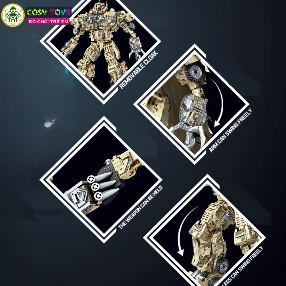 Đồ chơi lắp ghép xếp hình Megatron Transformers Optimus Prime Robot Mecha cỡ lớn chuyển động với 1457 mảnh ghép cho bé