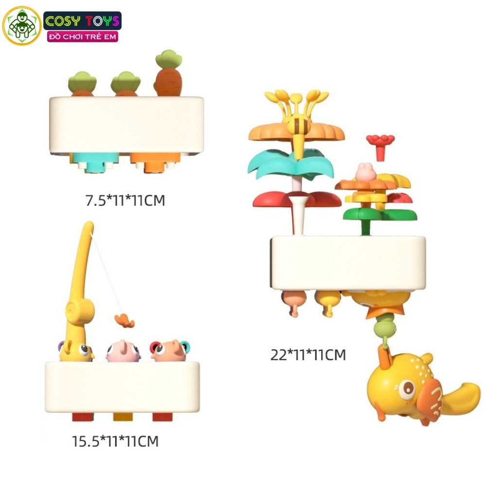 Đồ chơi hộp khỉ bận rộn đa chức năng: câu cá, xếp hình khối, bánh răng... sáng tạo và tư duy dành cho các bé từ 3 tuổi trở lên