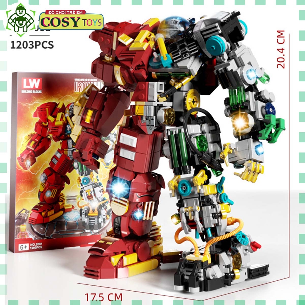 Đồ chơi lắp ghép xếp hình Iron Man trong bộ giáp kết hợp với  hơn 1203 chi tiết