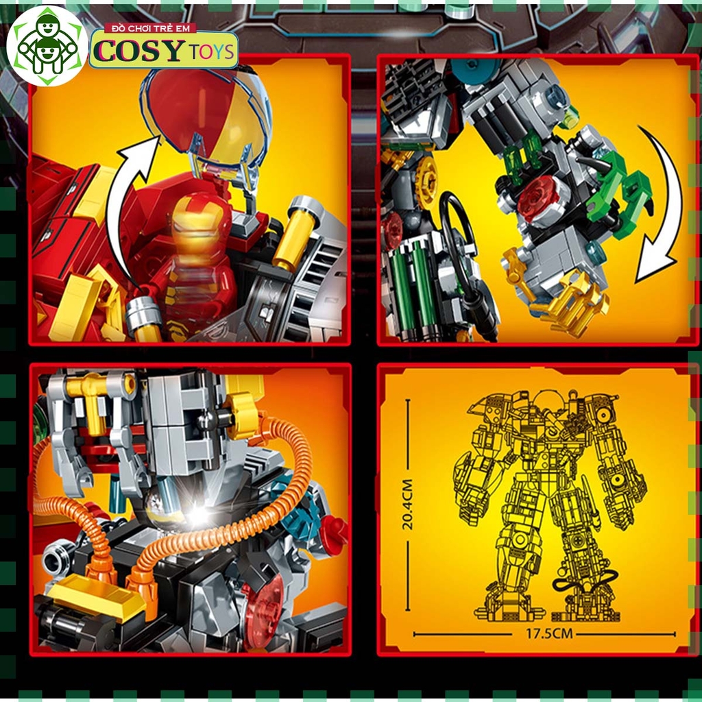 Đồ chơi lắp ghép xếp hình Iron Man trong bộ giáp kết hợp với  hơn 1203 chi tiết