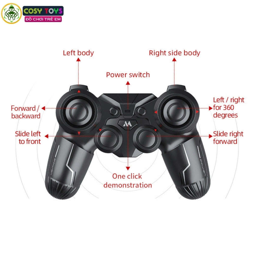Đồ chơi xe đua stunt điều khiển từ xa 360 độ có phun khói và cử chỉ tay cho bé