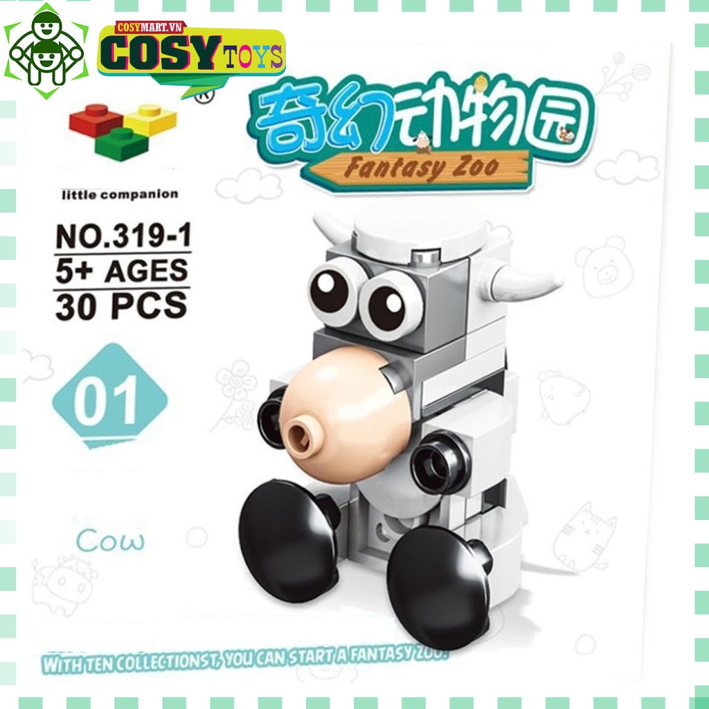Đồ chơi lắp ghép xếp hình Chú bò sữa FANTASY ZOO với 31 PICS bằng ...