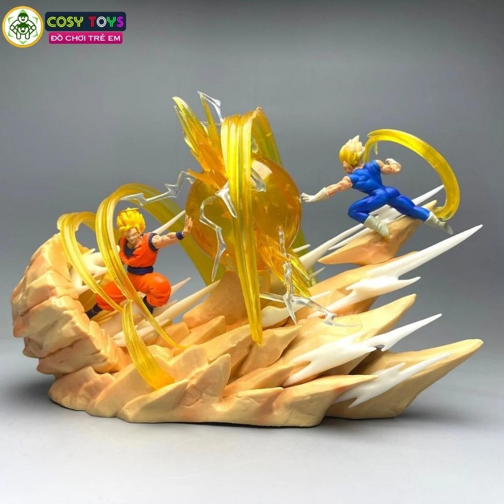 Mô hình DragonBall Goku đại chiến Vegeta Majin - cao 17cm - ngang 25cm - nặng 400gram - phụ kiện : có đèn LED - Dragon Ball