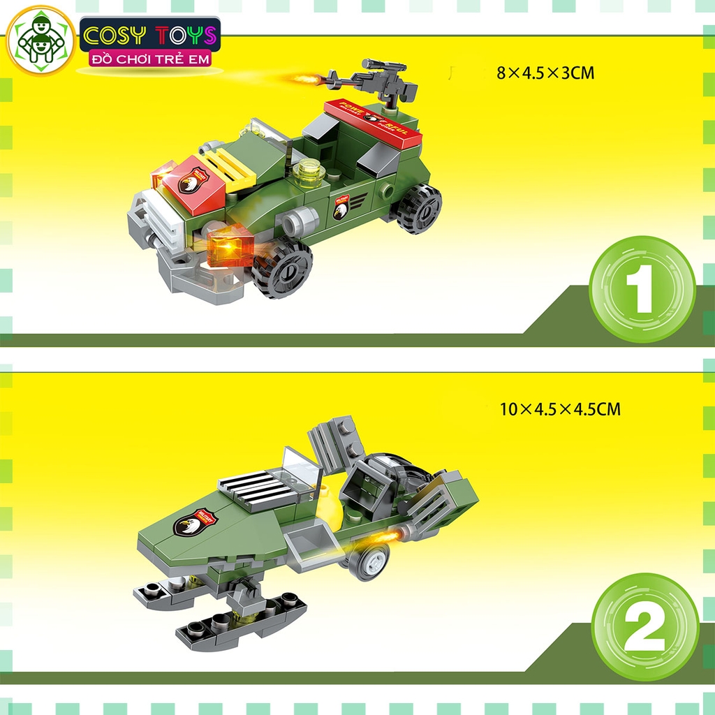 Đồ chơi lắp ghép xếp hình trực thăng chiến đấu 8 trong 1 với 514 chi tiết cho bé