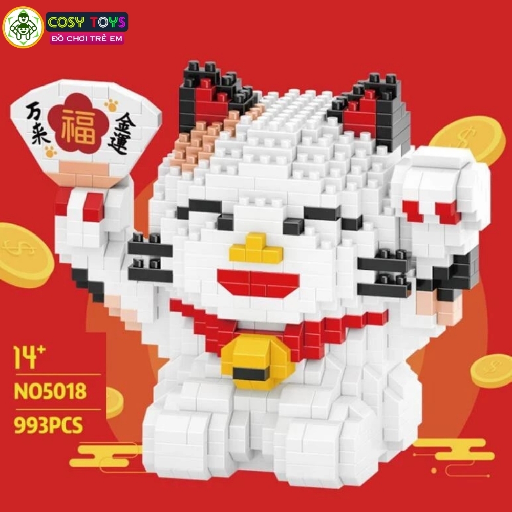 Đồ chơi lắp ghép xếp hình mèo thần tài đủ mẫu với 993-1071-1204 chi tiết