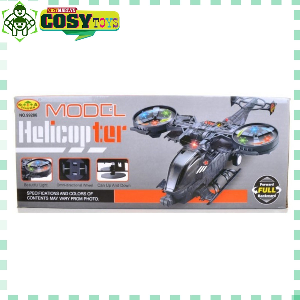 Máy bay trực thăng phi thuyền chạy pin có nhạc và đèn