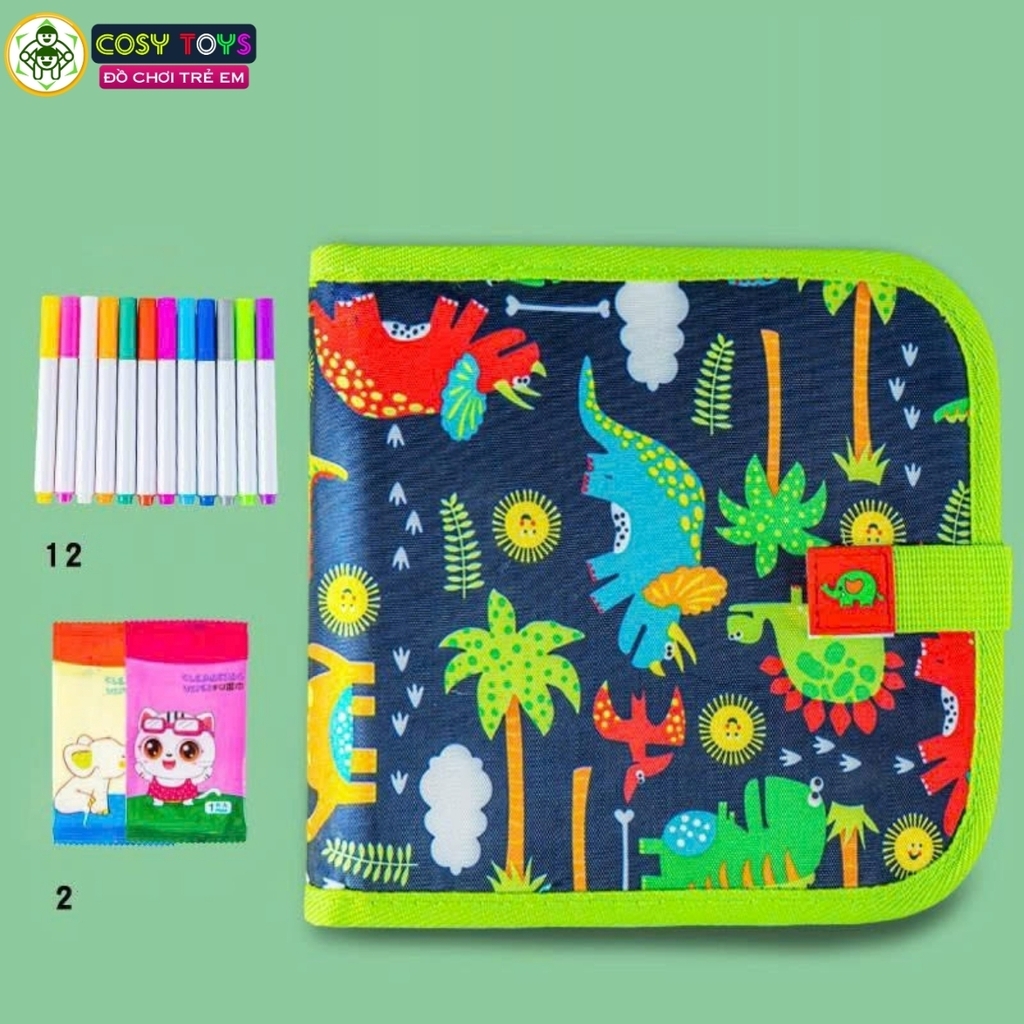 Sổ vẽ viết tự xóa chất liệu Graffiti phát sáng có tặng kèm bút và giấy lau (10 trang + 6 bút màu)