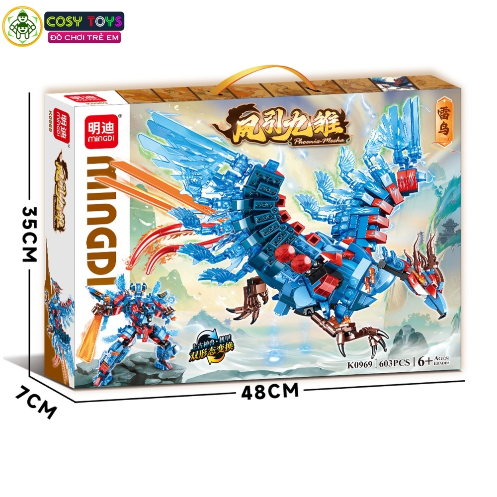 Đồ chơi xếp hình lắp ghép phượng hoàng biến hình người máy 2 trong 1 với 629 - 603 - 596 chi tiết cho bé