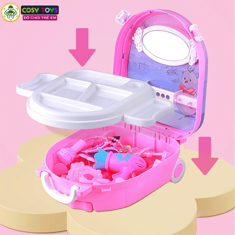 Đồ chơi vali trang điểm 3 trong 1 kèm dụng cụ trang điểm làm đẹp cho bé