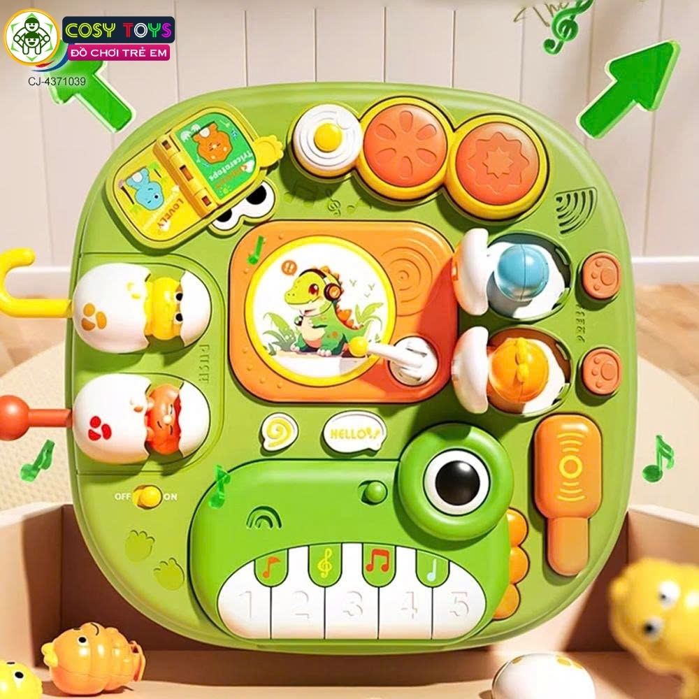 Bàn học đồ chơi bận rộn đa chức năng vui nhộn mẫu khủng long xanh dành cho các bé từ 3 tuổi trở lên