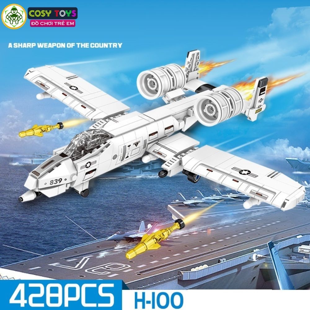 Đồ chơi lắp ghép xếp hình các loại máy bay tiêm kích, vận tải phản lực đủ mẫu với 428-438-421 mảnh ghép
