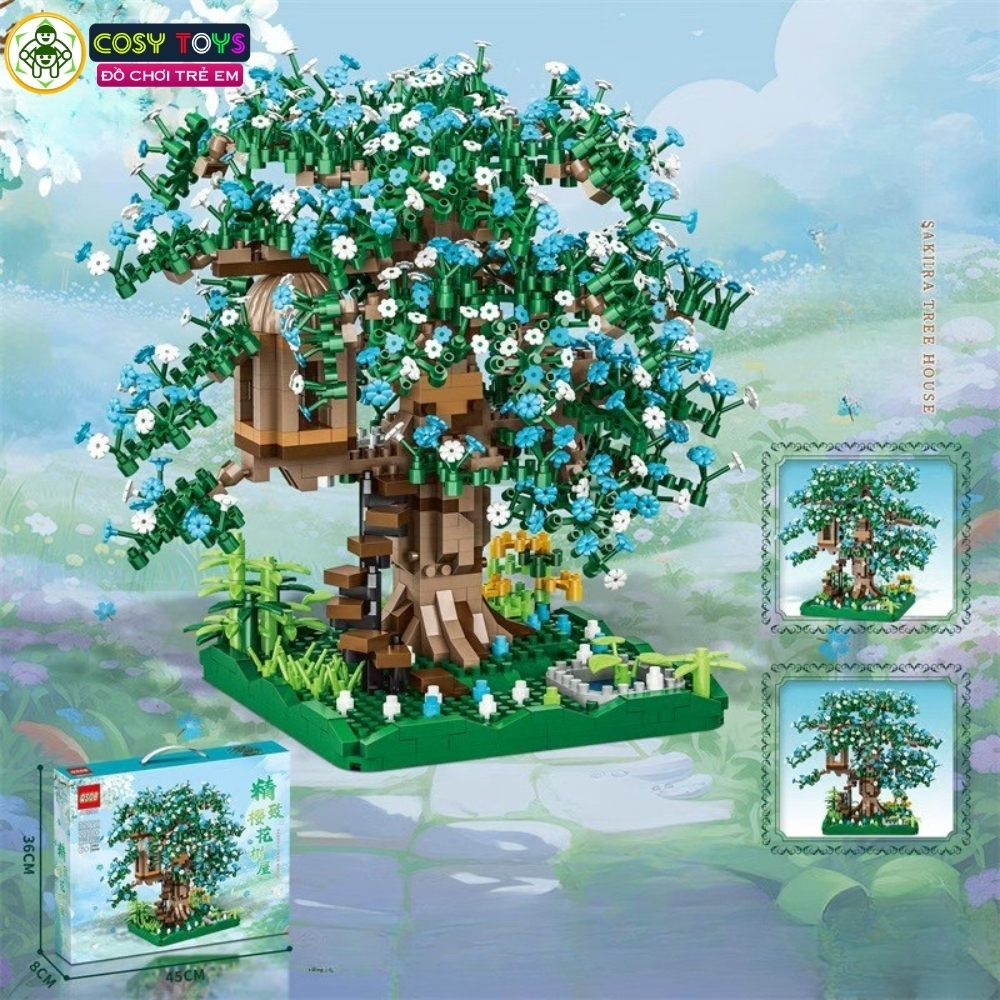 Đồ chơi lắp ghép xếp hình cây hoa anh đào đủ màu sắc với 2000 chi tiết