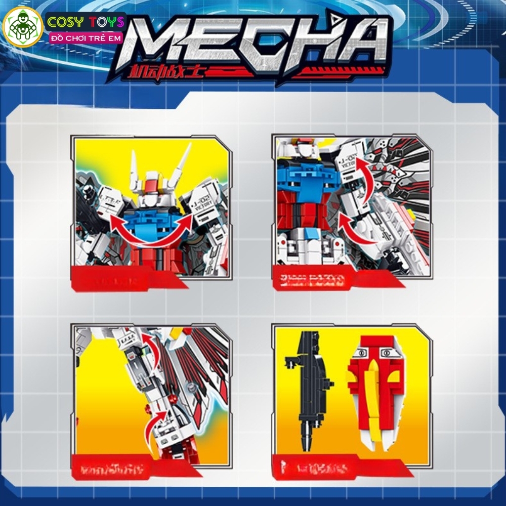 Đồ chơi lắp ghép xếp hình robot Mecha Warior 5510 đỏ kèm đôi cánh với hơn 553 chi tiết cho bé
