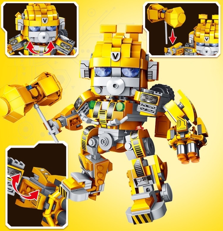 Đồ chơi lắp ghép xếp hình robot biến hình Bumbelee vàng với 510 mảnh ghép, mẫu robot lớn, có cử động được và nhiều chi tiết cho bé