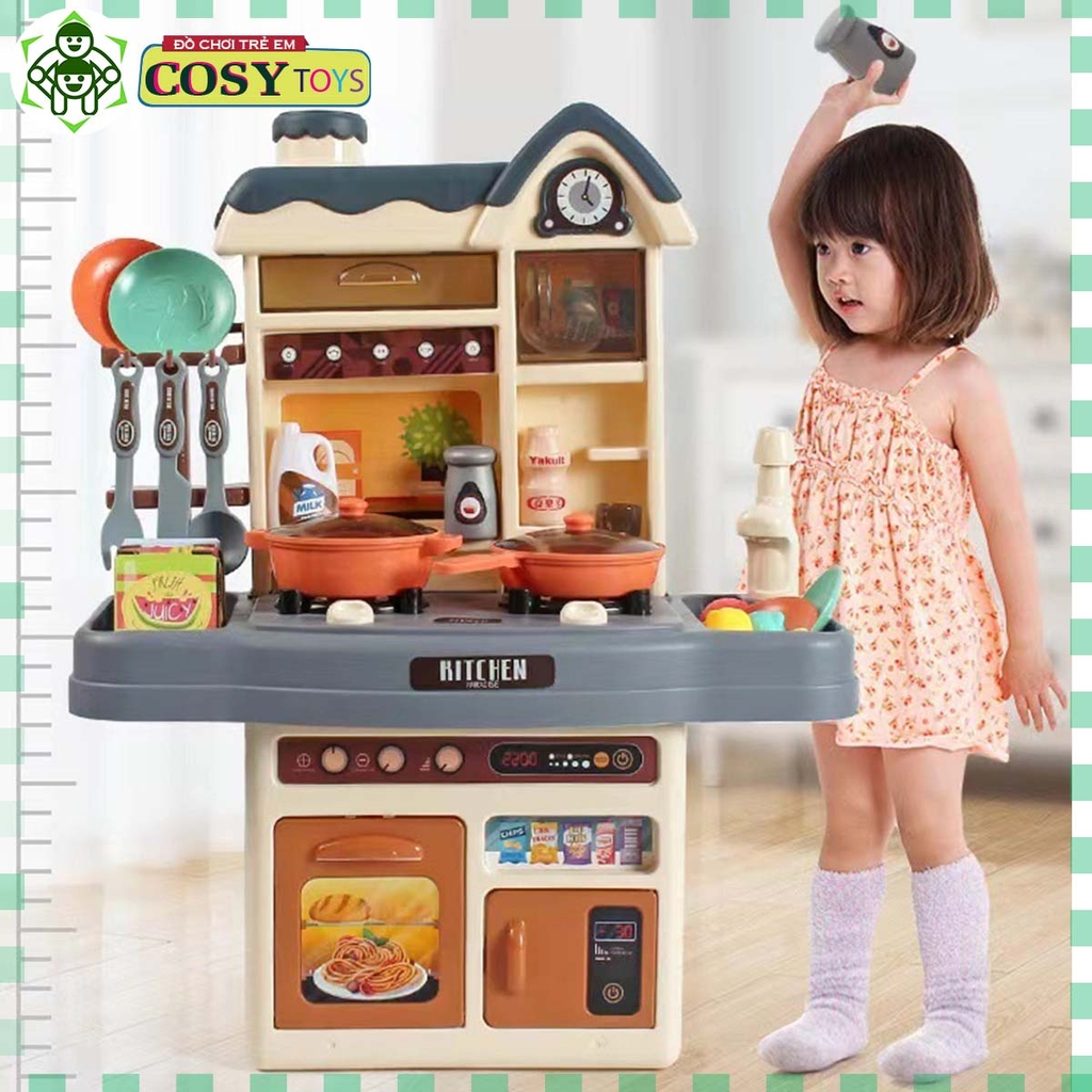 Đồ chơi mô hình nhà bếp với các đồ dùng nấu ăn, bếp nướng, lò vi sóng...kèm hiệu ứng đèn nhạc cho bé khi chơi