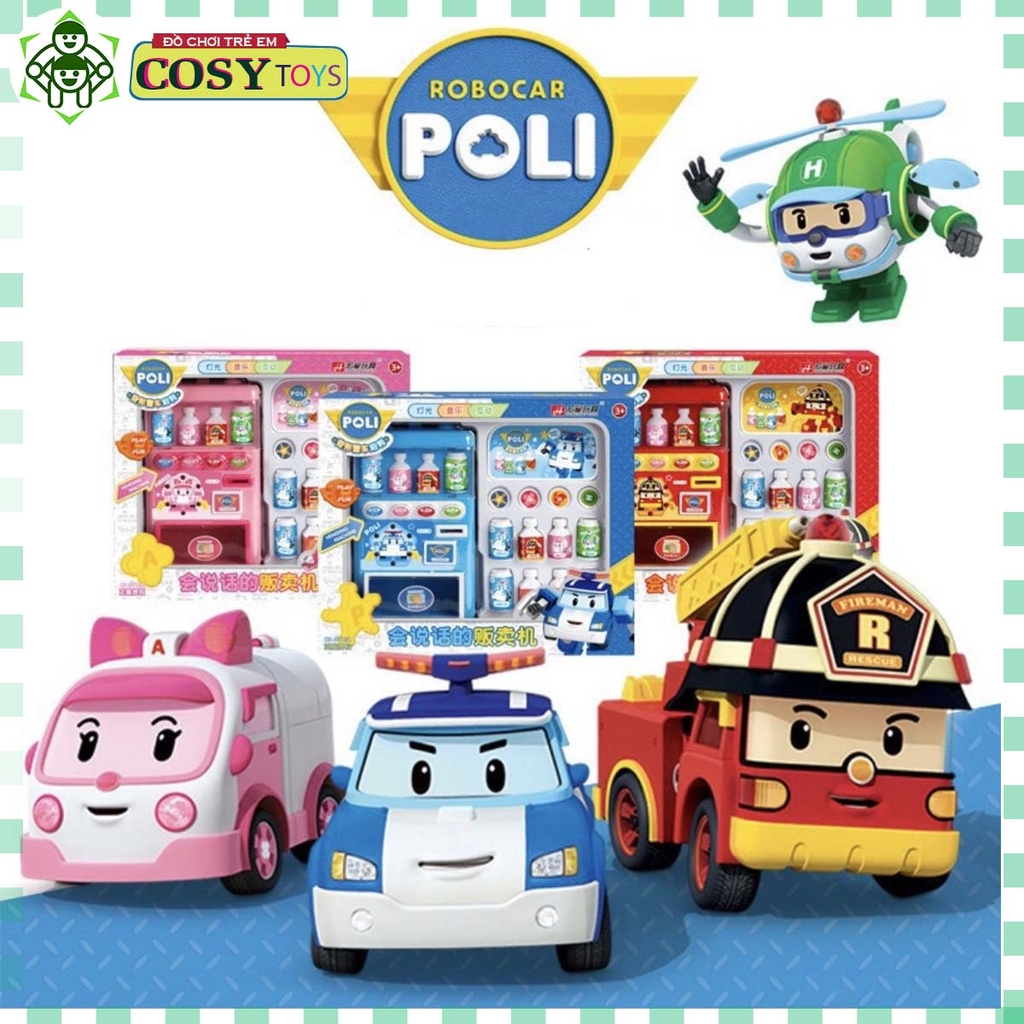 Đồ chơi máy bán nước di động bỏ tiền xu mô hình nhân vật Poli cho bé