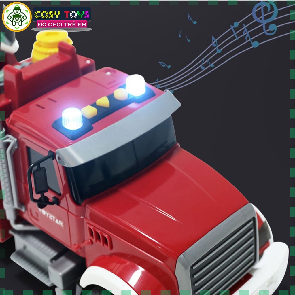 Đồ chơi mô hình xe cứu hỏa cỡ lớn cao cấp với cầu thang rút và vòi phun nước, đèn nhấp nháy và nhạc cho bé