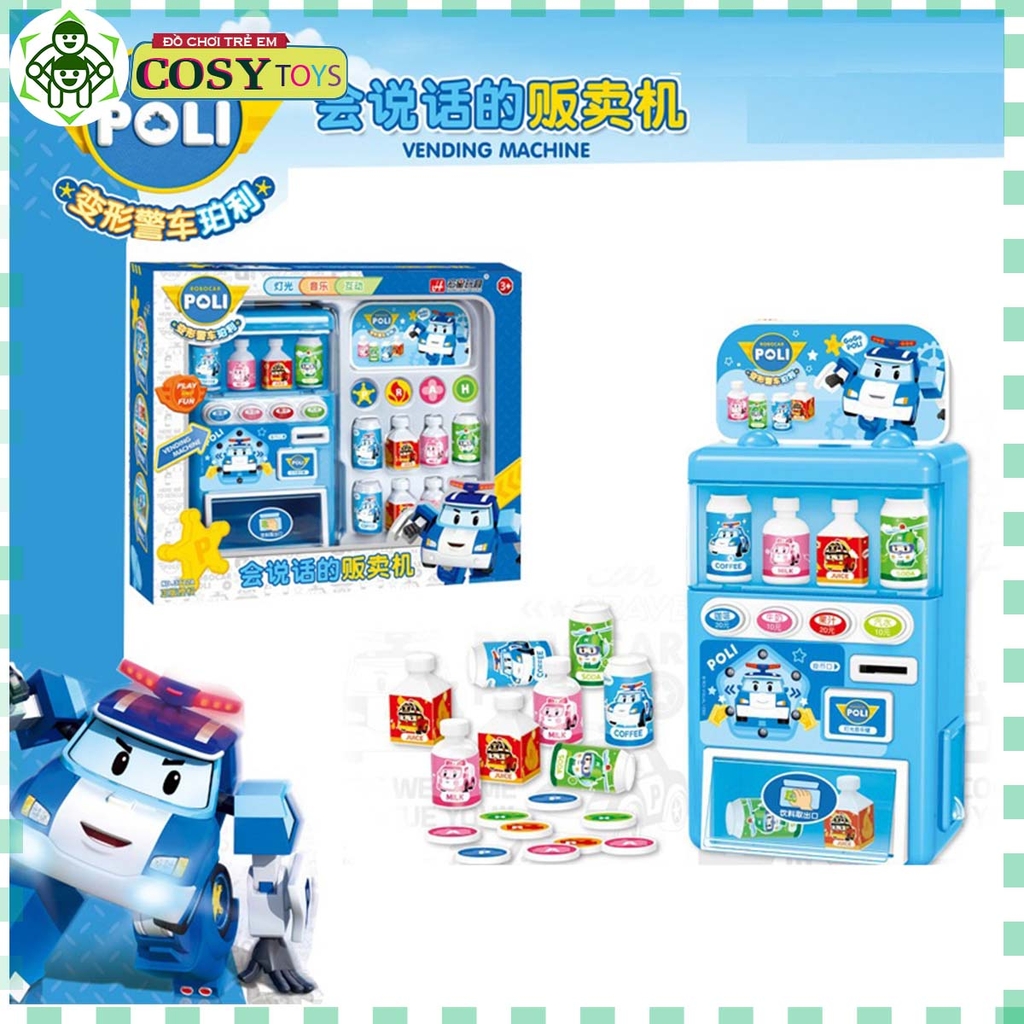 Đồ chơi máy bán nước di động bỏ tiền xu mô hình nhân vật Poli cho bé