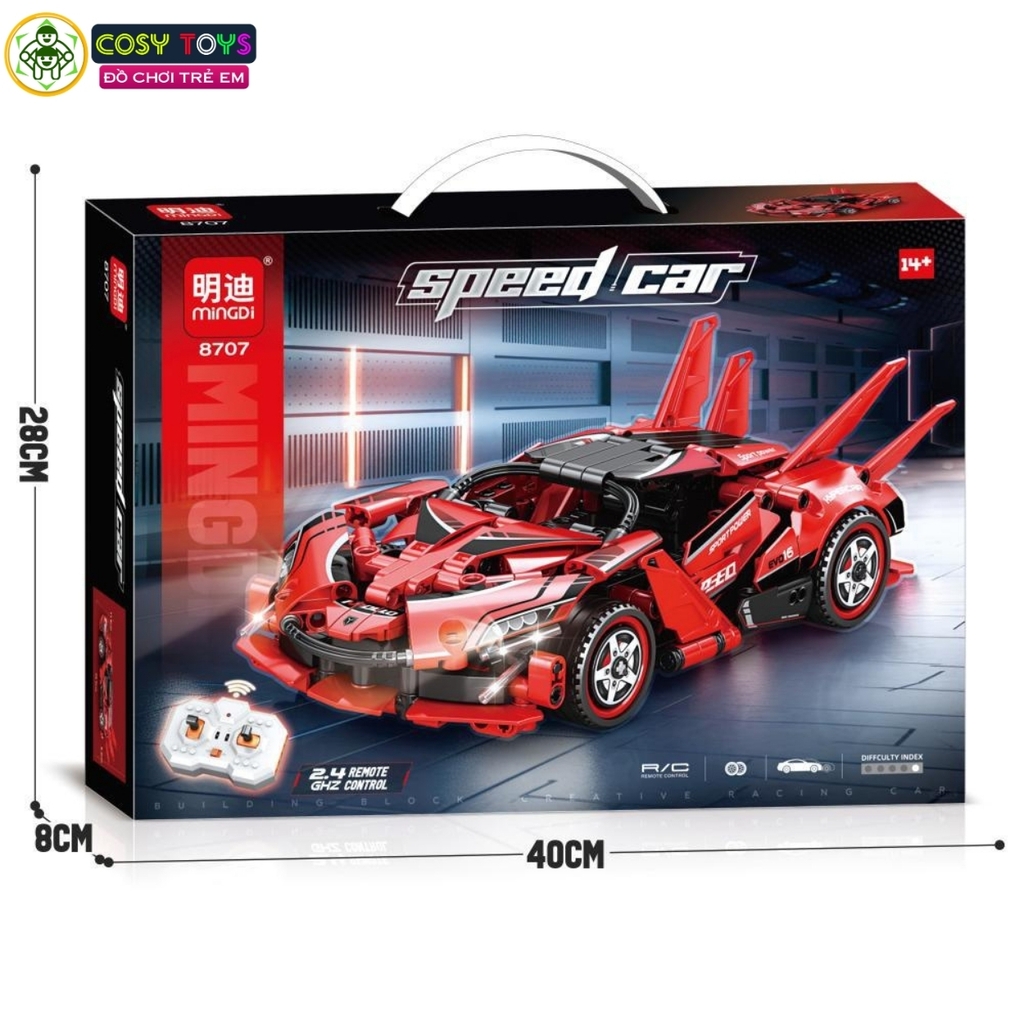 Đồ chơi xếp hình lắp ghép mô hình xe thể thao mẫu mới có động cơ điều khiển từ xa với 400 chi tiết cho bé