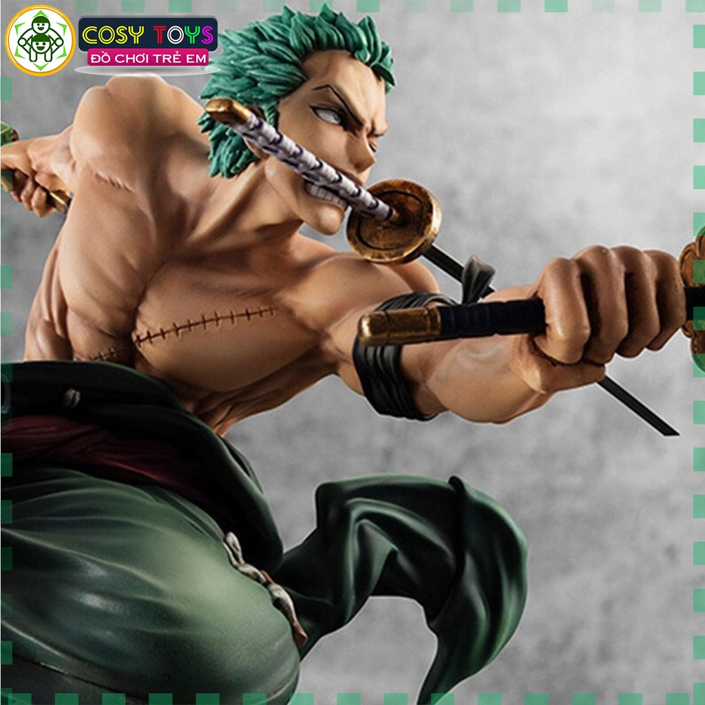 Mô hình One Piece Zoro 3000 thế giới có 2 đầu thay thế và  3 vòng hắc kiếm - có box nhựa - hộp màu - One Piece - Có Hộp Màu