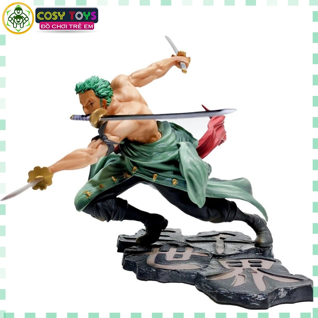 Mô hình One Piece Zoro 3000 thế giới có 2 đầu thay thế và  3 vòng hắc kiếm - có box nhựa - hộp màu - One Piece - Có Hộp Màu