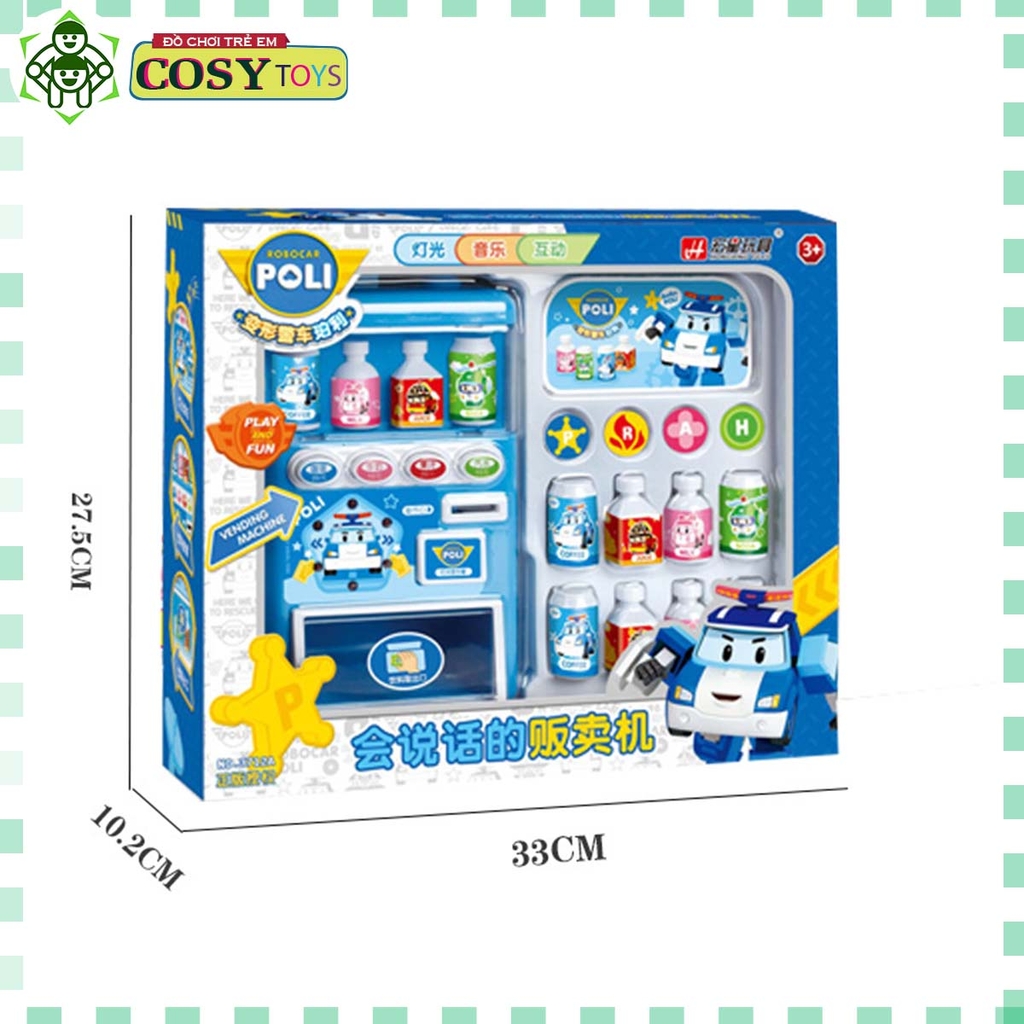 Đồ chơi máy bán nước di động bỏ tiền xu mô hình nhân vật Poli cho bé