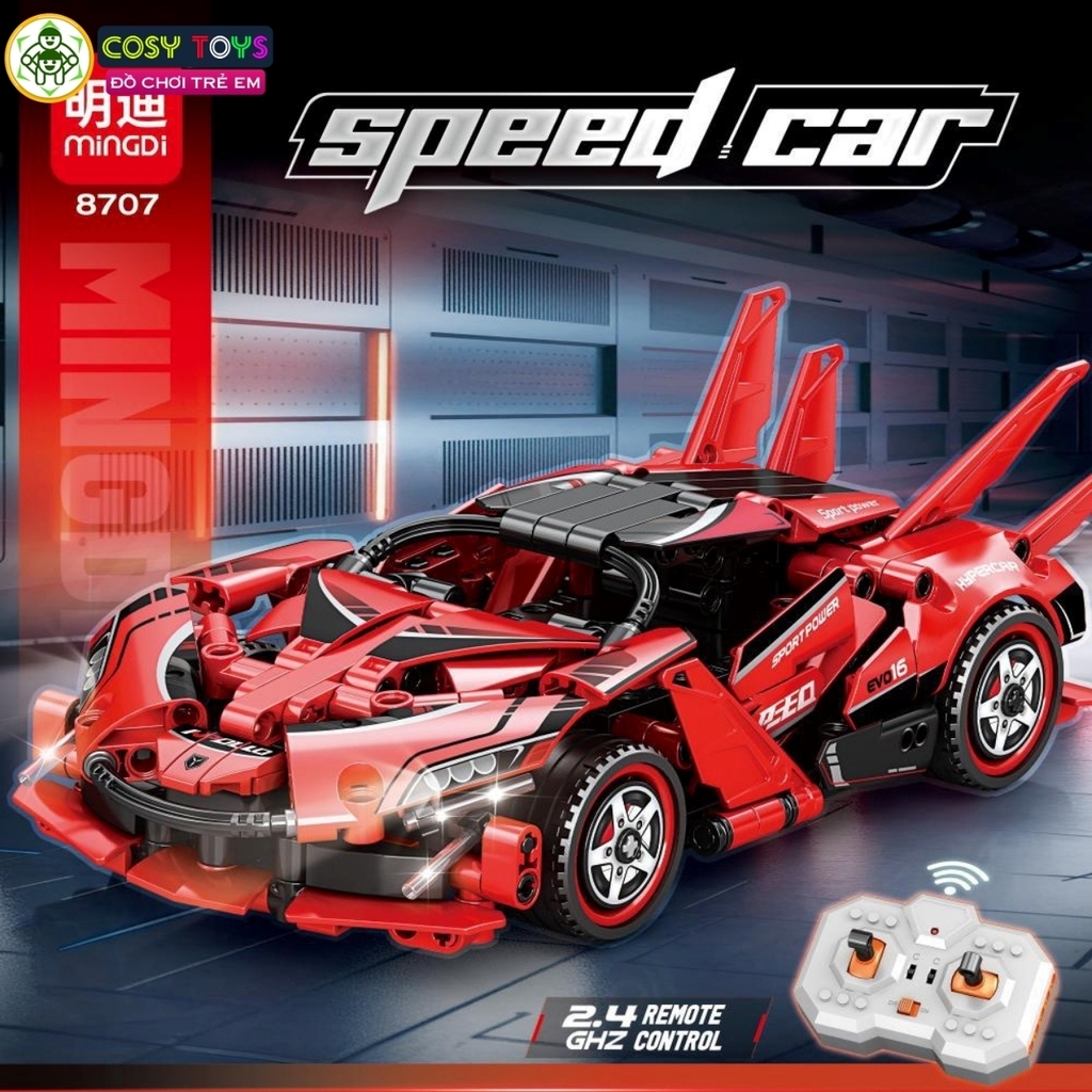 Đồ chơi xếp hình lắp ghép mô hình xe thể thao mẫu mới có động cơ điều khiển từ xa với 400 chi tiết cho bé