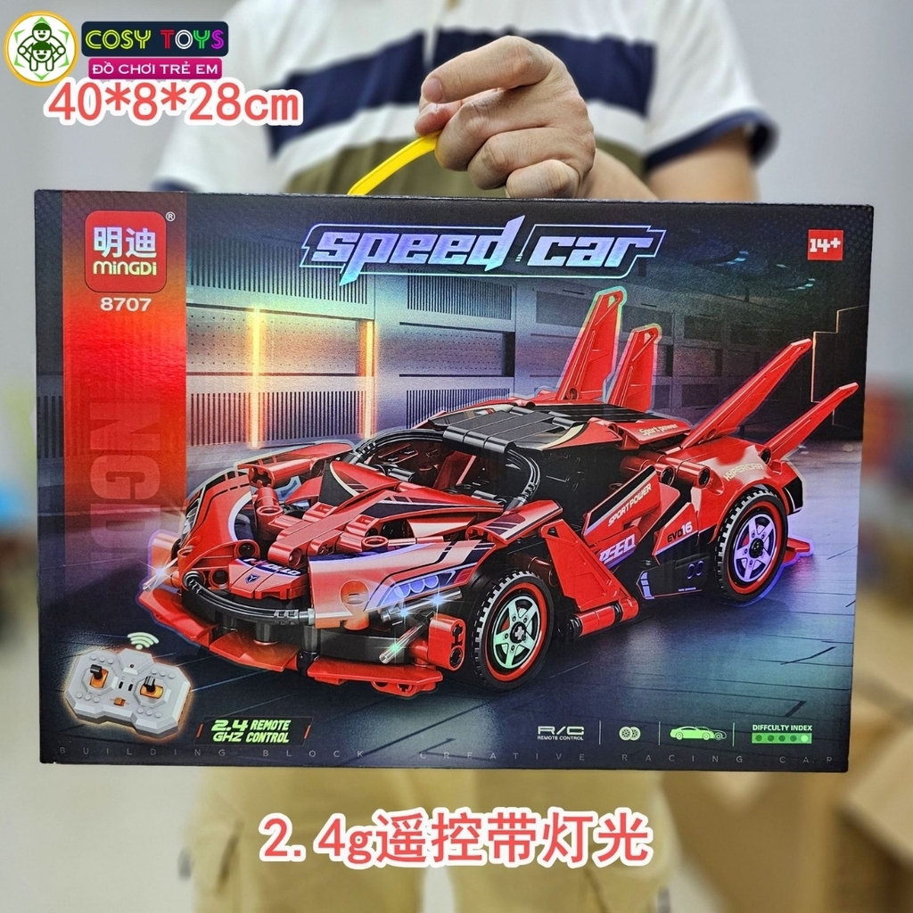 Đồ chơi xếp hình lắp ghép mô hình xe thể thao mẫu mới có động cơ điều khiển từ xa với 400 chi tiết cho bé