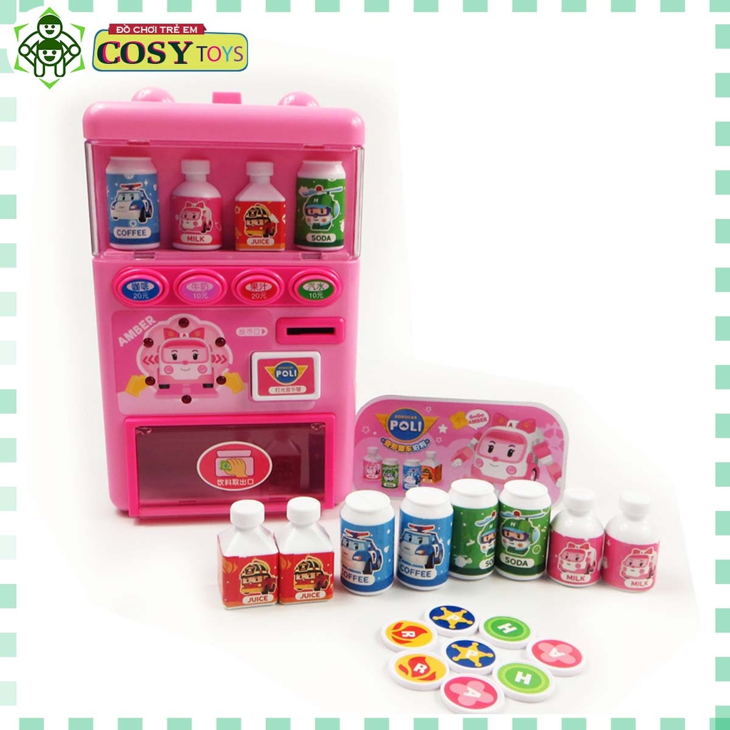 Đồ chơi máy bán nước di động bỏ tiền xu mô hình nhân vật Poli cho bé