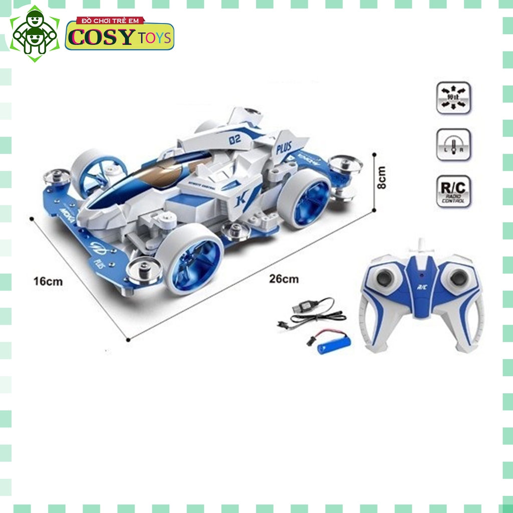 Đồ chơi xe đua công thức F1 màu trắng mẫu lớn có điều khiển từ xa 4 chiều cho bé
