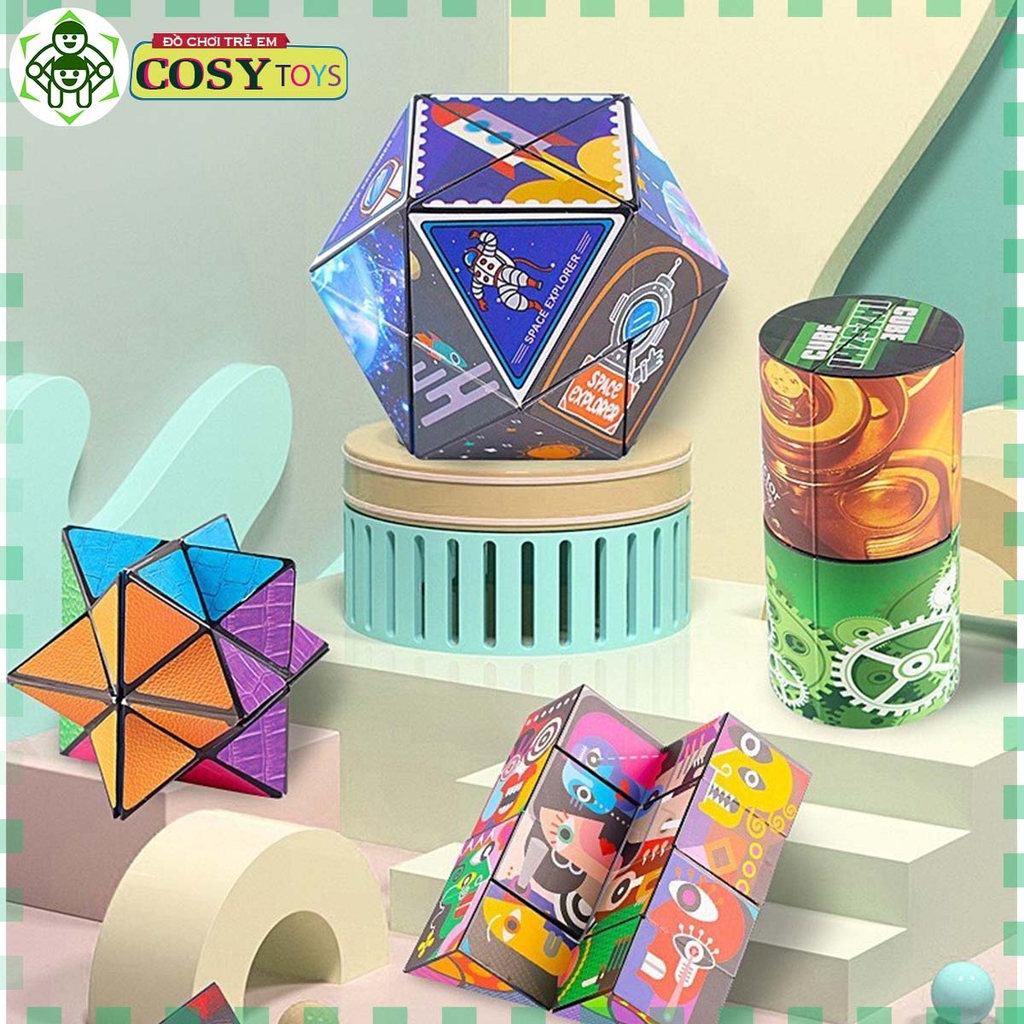 Hộp rubik vuông ma thuật biến hình các khối với nhiều kiểu ghép khác nhau cho bé