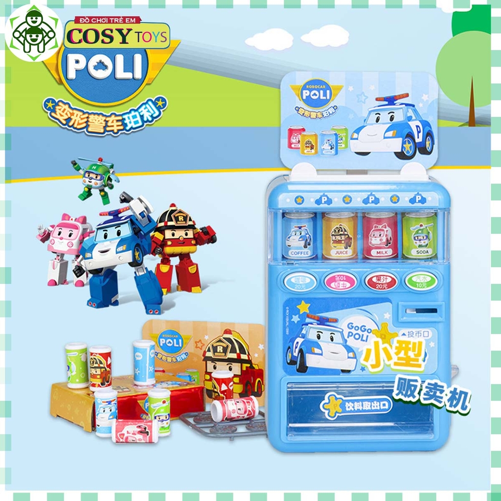 Đồ chơi máy bán nước di động bỏ tiền xu mô hình nhân vật Poli cho bé