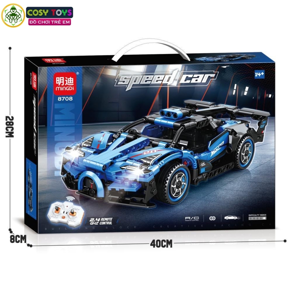 Đồ chơi xếp hình lắp ghép mô hình xe thể thao mẫu mới có động cơ điều khiển từ xa với 400 chi tiết cho bé