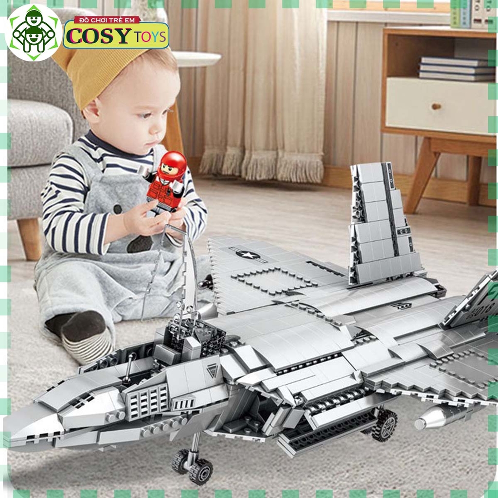 Đồ chơi lắp ghép xếp hình lắp ráp máy bay F22 Global Egale với 1571 chi tiết