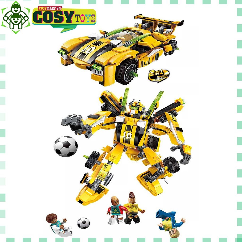 Đồ chơi lắp ghép xếp hình robot Bubelee biến hình siêu xe bóng vàng với 567 mảnh ghép