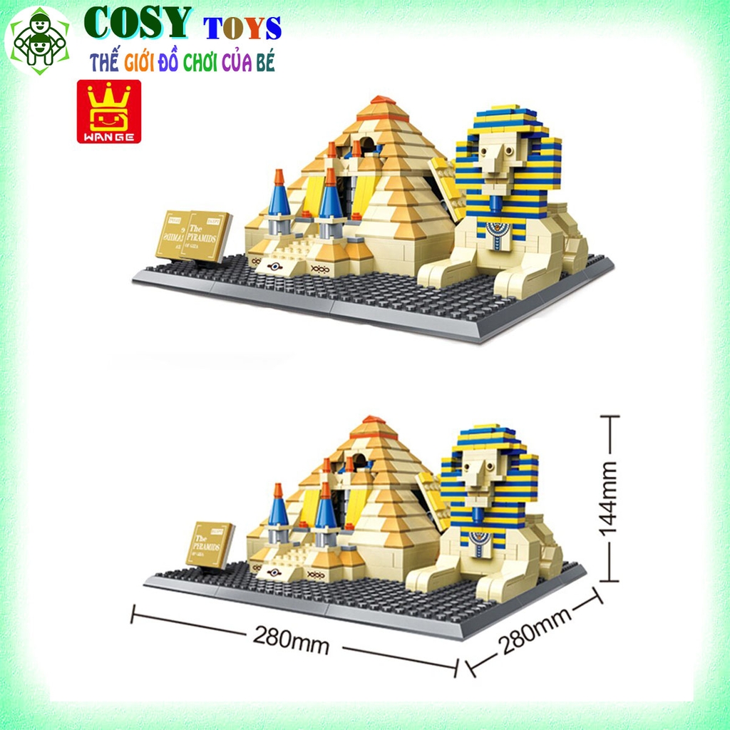 Đồ chơi lắp ghép building mô hình Kim tự tháp Ai Cập GIZA mẫu lớn với 643 mảnh ghép
