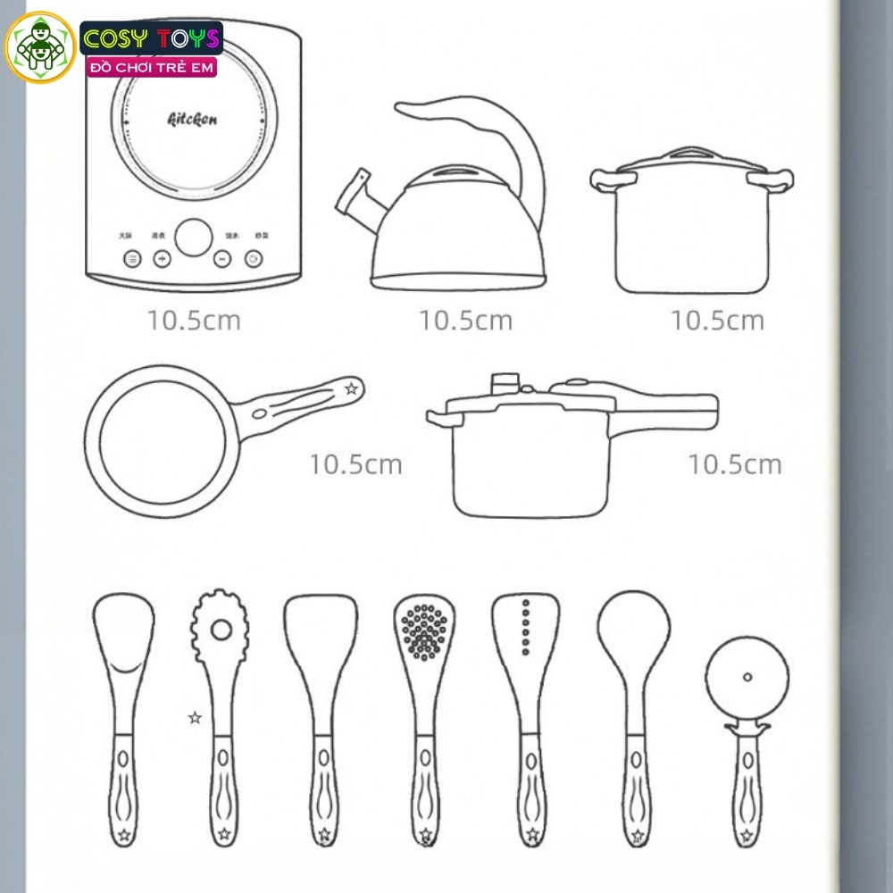 Đồ chơi các dụng cụ nhà bếp nấu ăn 39 chi tiết đẹp cho bé