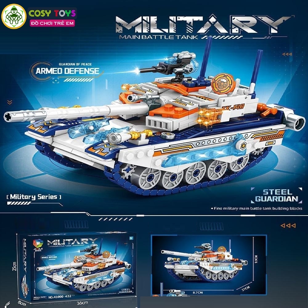Đồ chơi lắp ghép xếp hình tàu chiến, xe tăng quân sự đẹp nhiều màu sắc từ 393-432 chi tiết cho bé