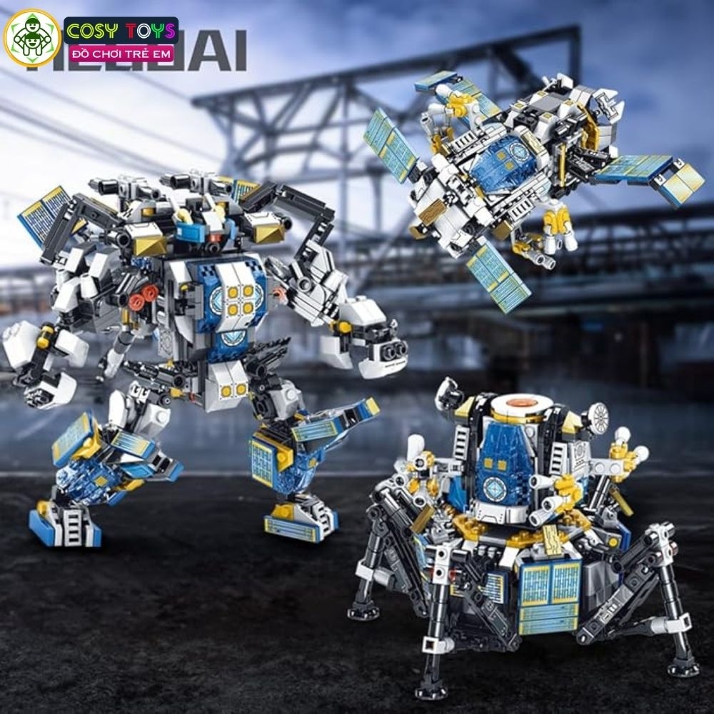 Đồ chơi lắp ghép xếp hình robot thám hiểm không gian 3 trong 1 với 586 chi tiết