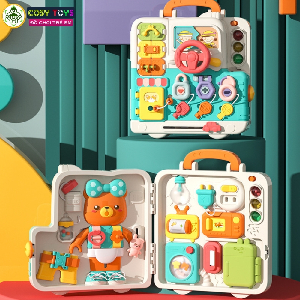 Đồ chơi vali bận rộn đa chức năng vui nhộn nhiều trò chơi sáng tạo và tư duy dành cho các bé từ 3 tuổi trở lên