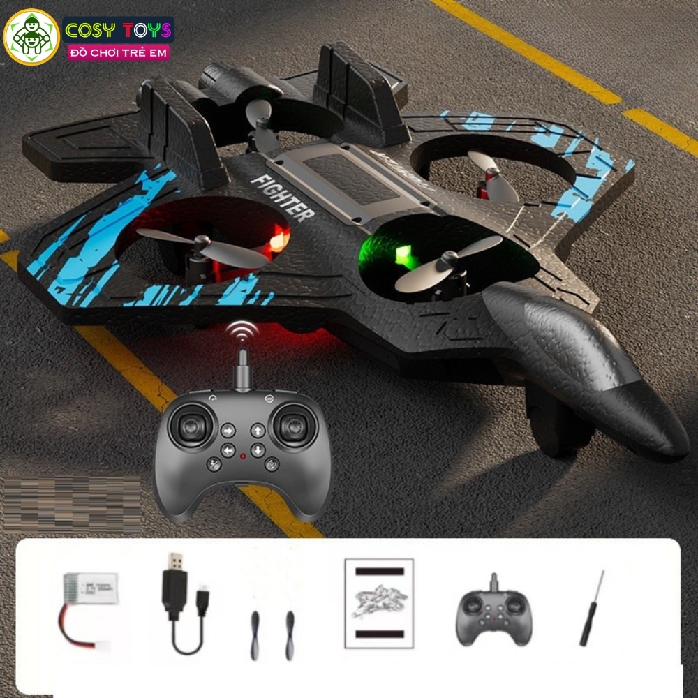 Đồ chơi mô hình máy bay điều khiển từ xa bằng xốp với 4 cánh lớn nhào lộn 360 độ cho bé
