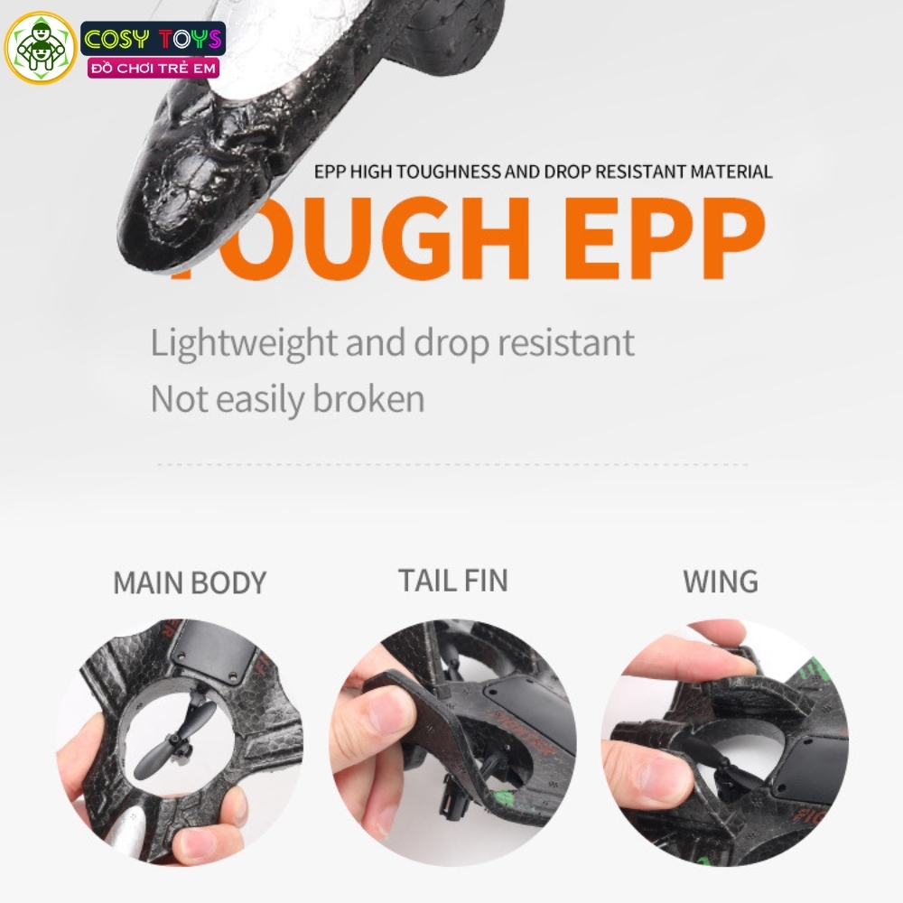 Đồ chơi mô hình máy bay điều khiển từ xa bằng xốp mẫu mới với 4 cánh lớn, có nhào lộn 360 độ cho bé