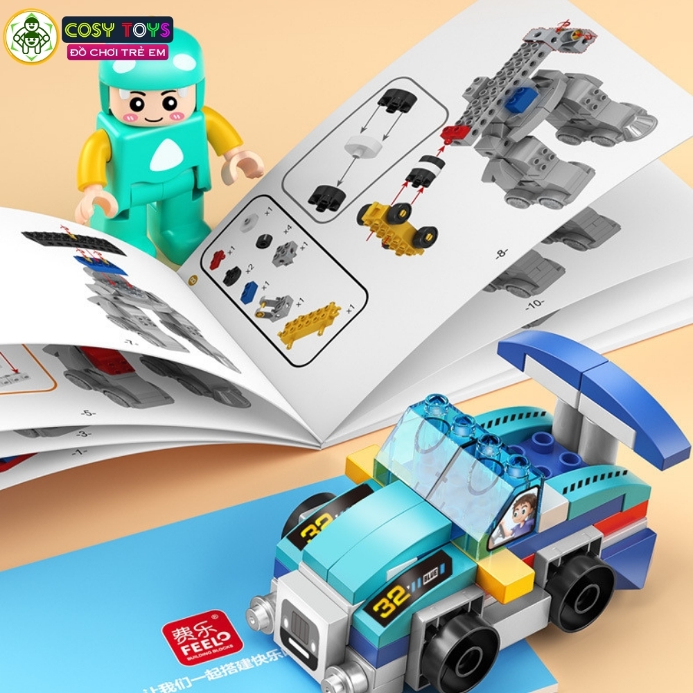 Đồ chơi lắp ghép xếp hình lắp ráp biến hình giao thông người máy duplo với hơn 172 chi tiết cho bé