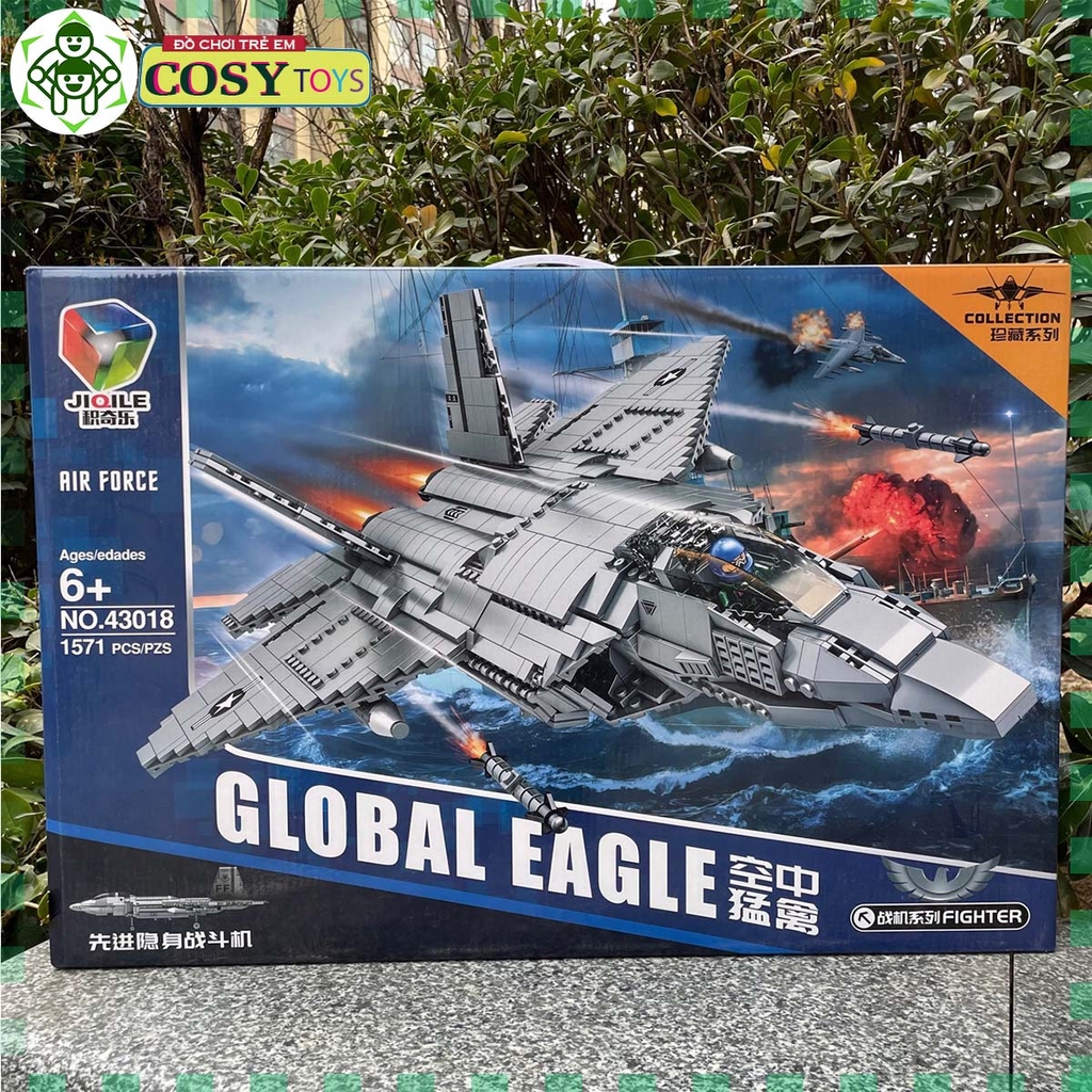 Đồ chơi lắp ghép xếp hình lắp ráp máy bay F22 Global Egale với 1571 chi tiết