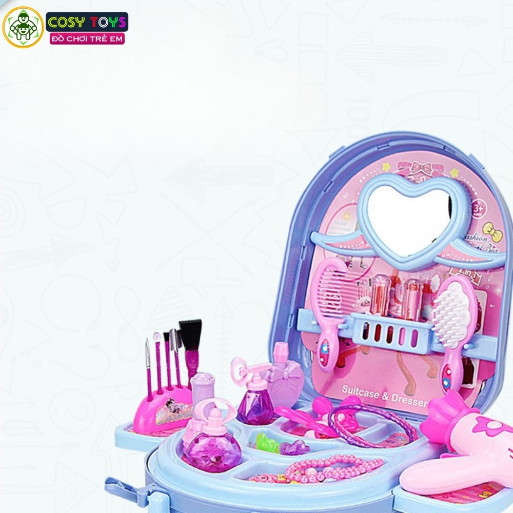 Đồ chơi bàn trang điểm lâu đài kèm đàn piano, có ghế ngồi, dùng pin, có âm thanh và ánh sáng